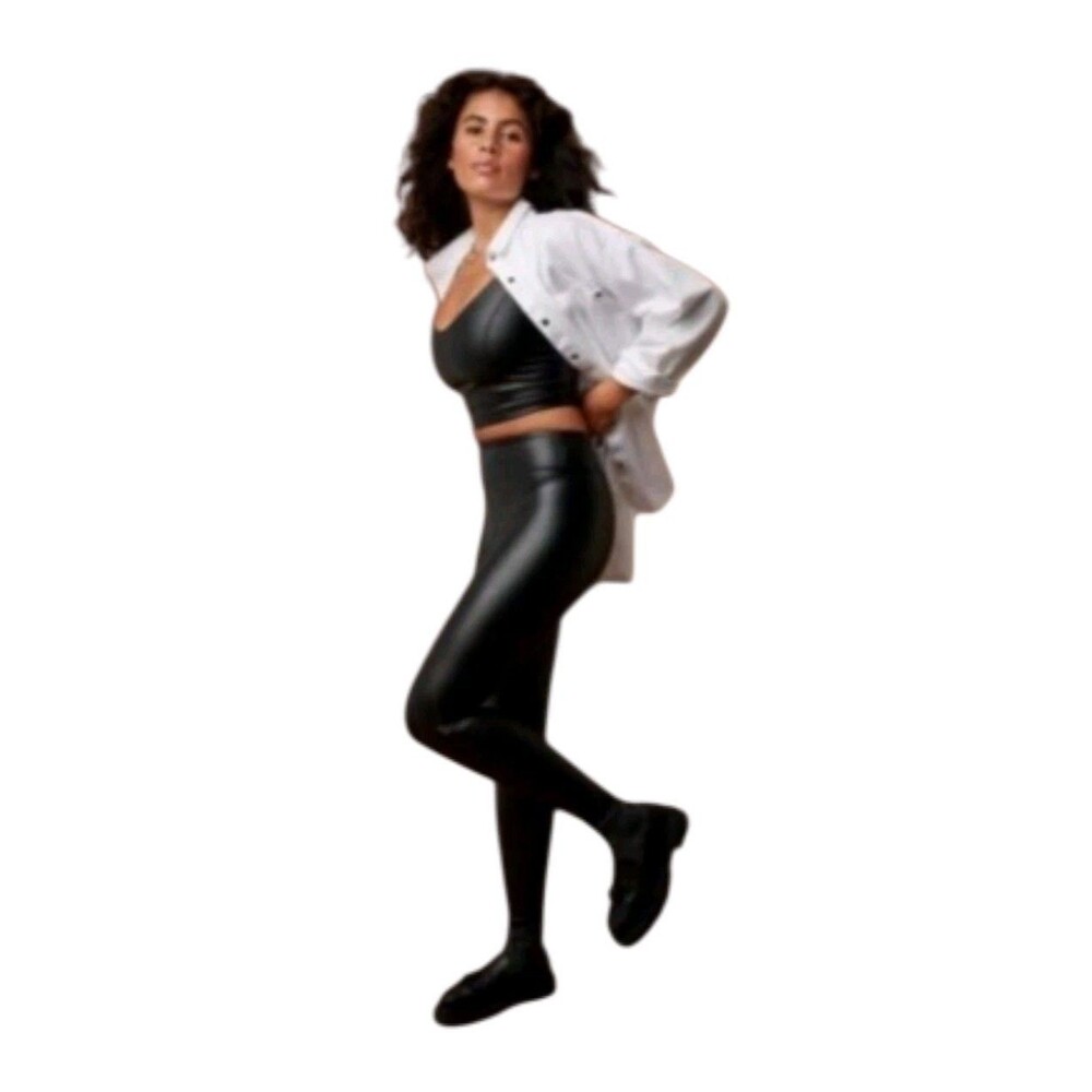 OFFLINE by Aerie Real Luxe High Rise Faux Leather Leggings Black Medium NEW